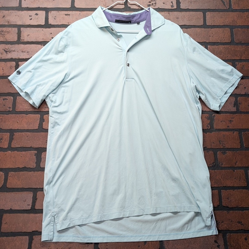 Greyson Men's‎ XL Tallgrass Golf Polo Blue Wolf Emblem Performance Spandex
